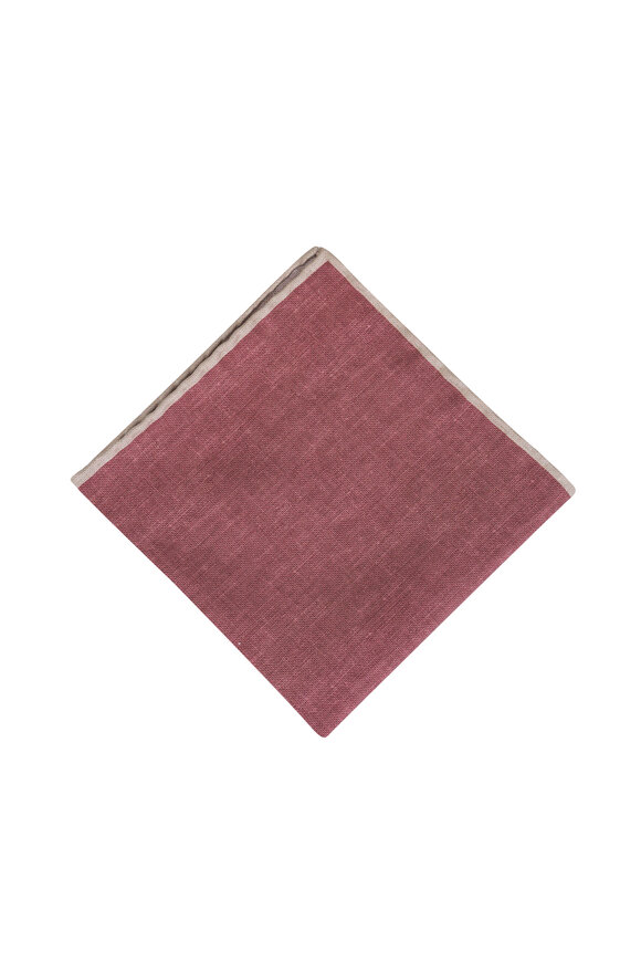 Paolo Albizzati Solid Brown Cotton & Silk Pocket Square