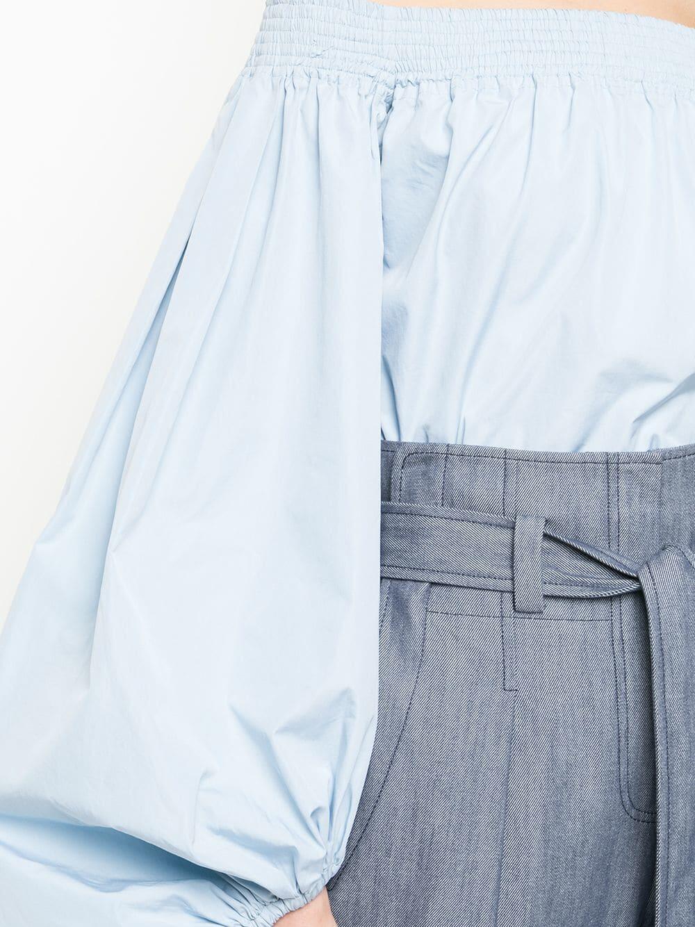Derek Lam - Pale Blue Cotton Off-The-Shoulder Blouse