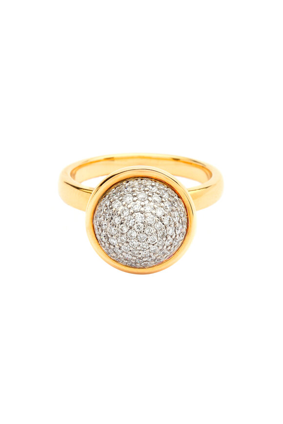 Syna - Yellow Gold Large Diamond Bauble Stack Ring
