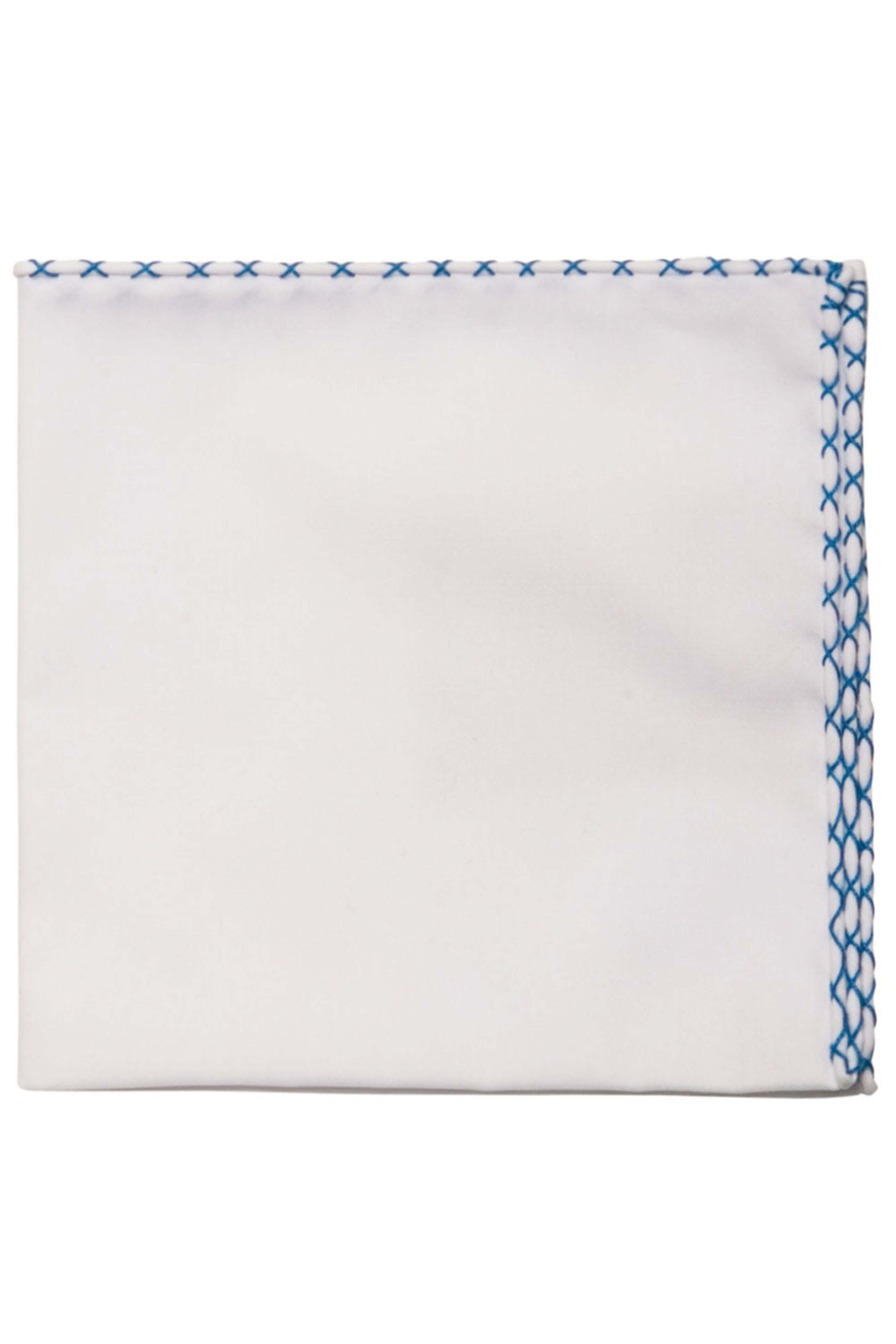 Edward Armah - White and Blue Hem Pocket Square