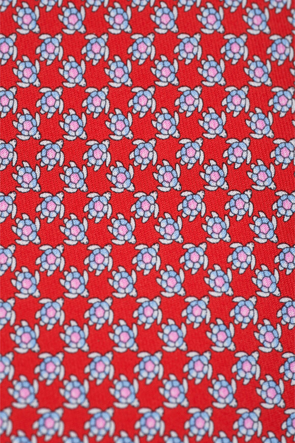 Ferragamo - Red Turtle Print Silk Necktie 