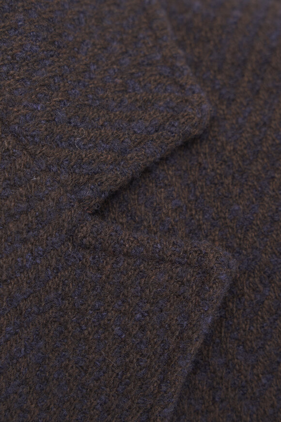 Maurizio Baldassari - Brown & Blue Herringbone Knit Swacket