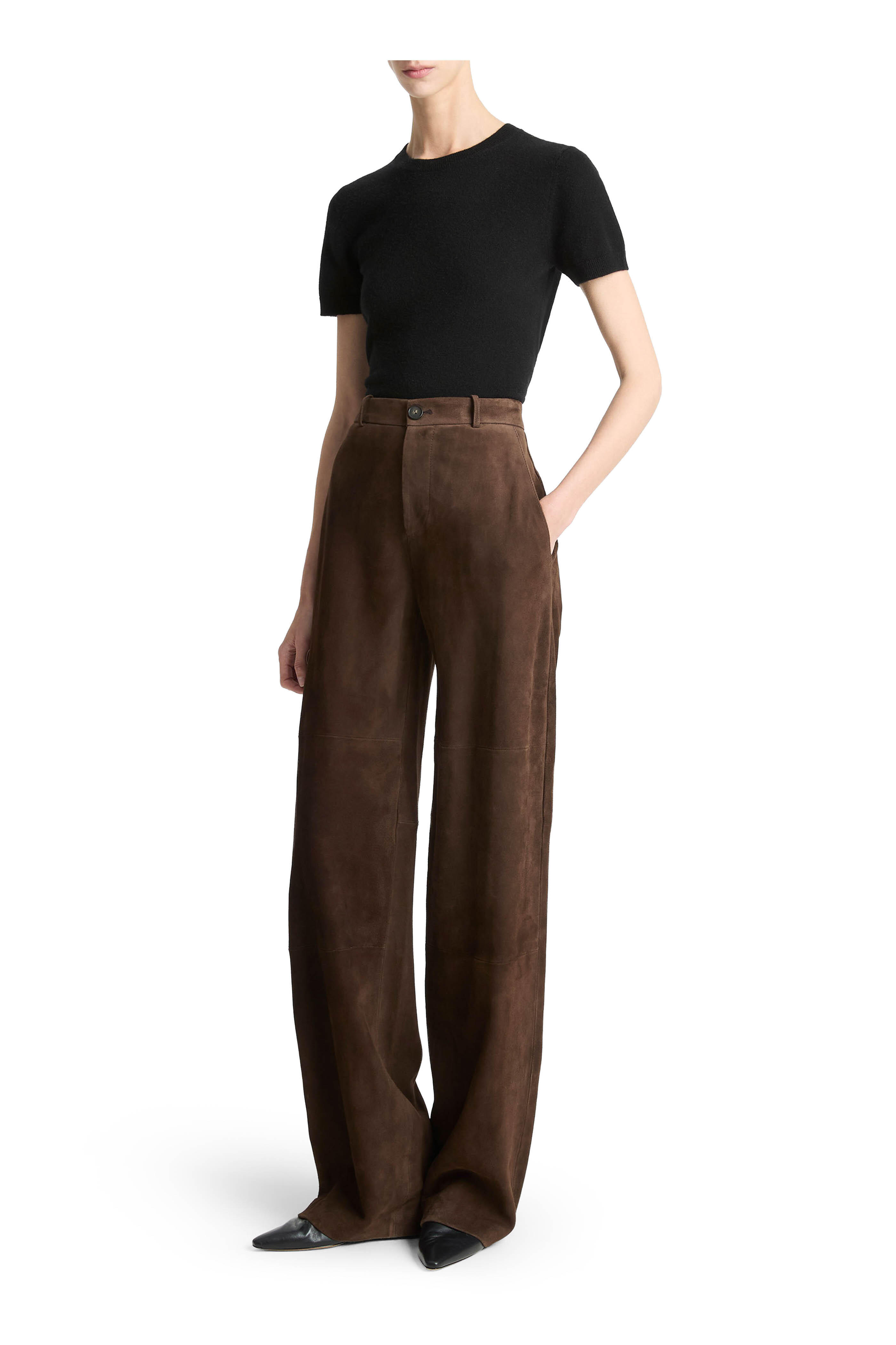 Vince - Deep Espresso Suede Wide Leg Pant