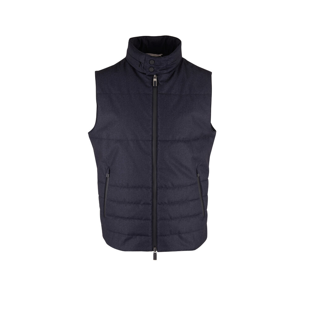 Canali - Charcoal Water Proof Quilted Vest | Mitchell Stores