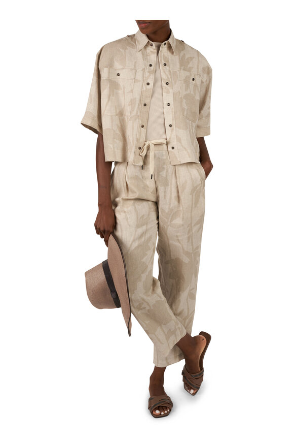 Brunello Cucinelli - Natural Rammage Print Camp Shirt