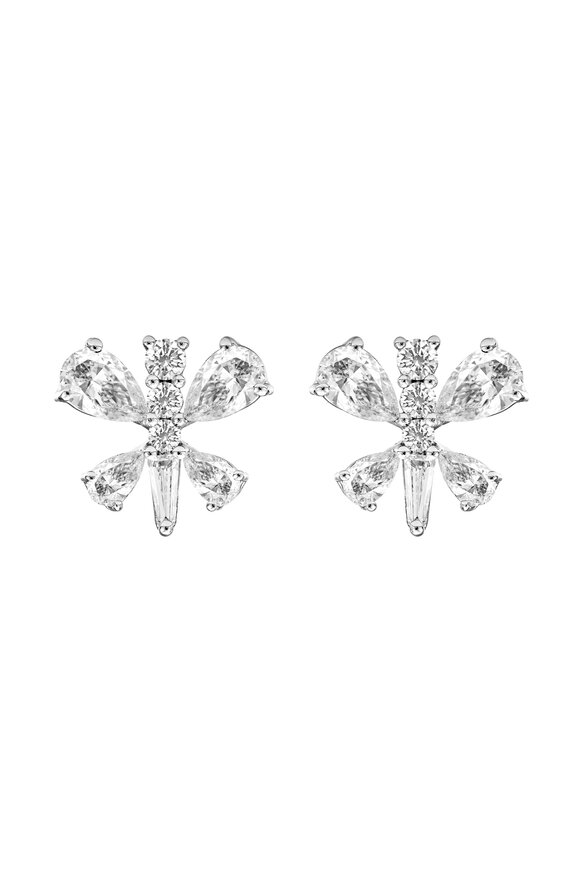 Ruchi 18k White Gold Pear Shape Diamond Stud - view 1