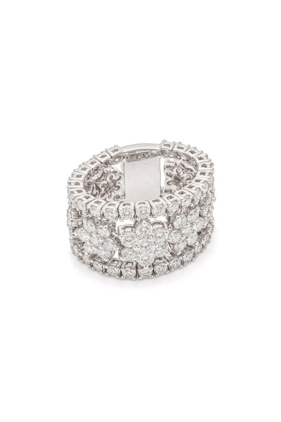 ZYDO 18k White Gold Diamond Flower Band - view 1