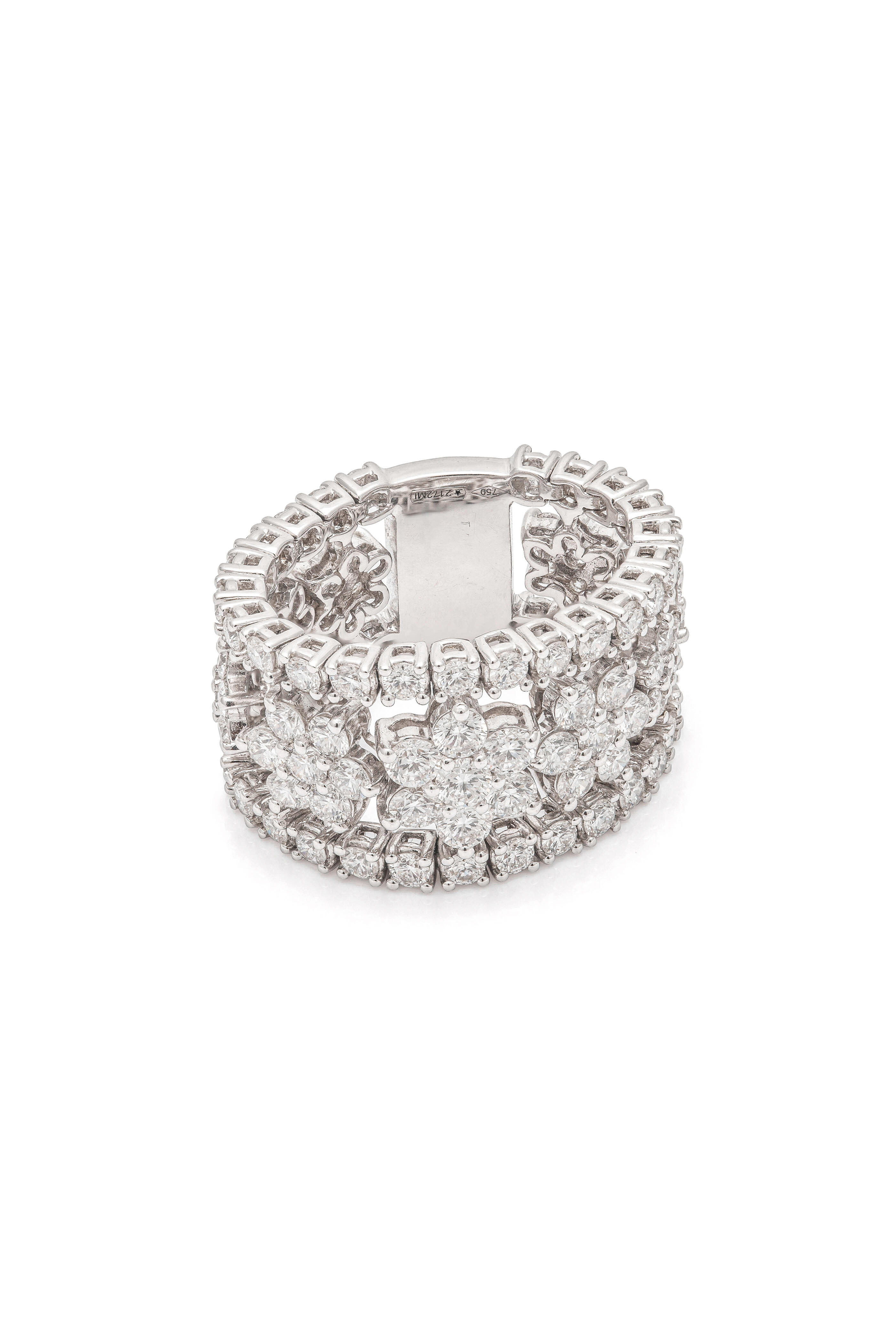 ZYDO - 18k White Gold Diamond Flower Band - view 1