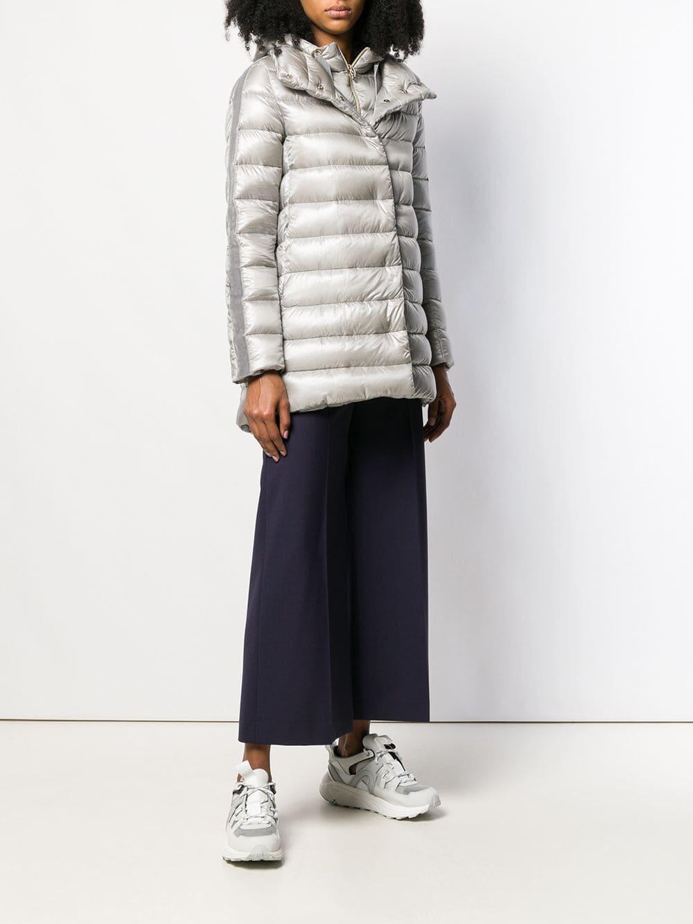 Herno - Silver Velvet Trim Hooded Puffer Jacket