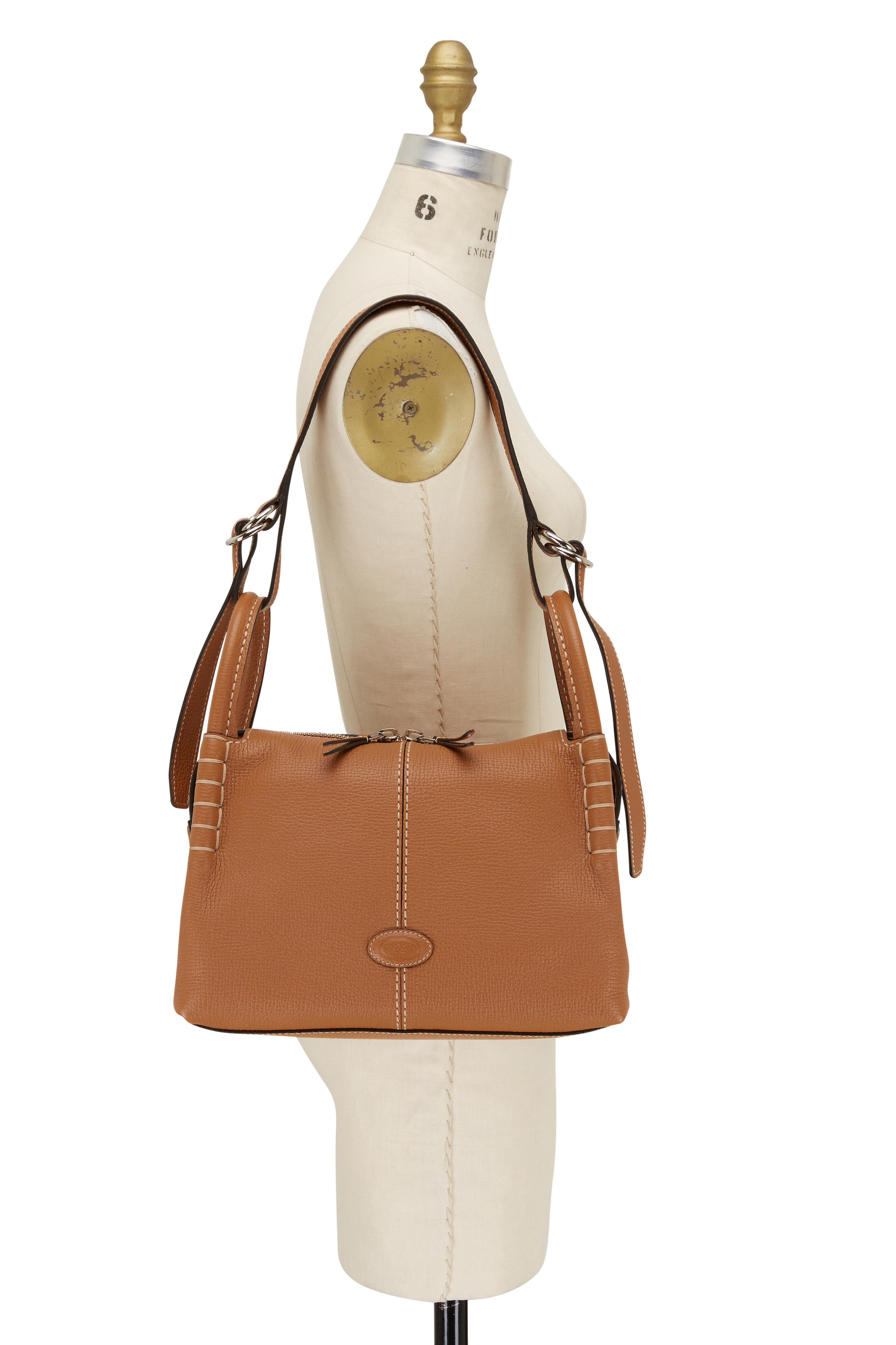 Tod's - Kenia Brown Leather Small Shoulder Bag | Mitchell Stores