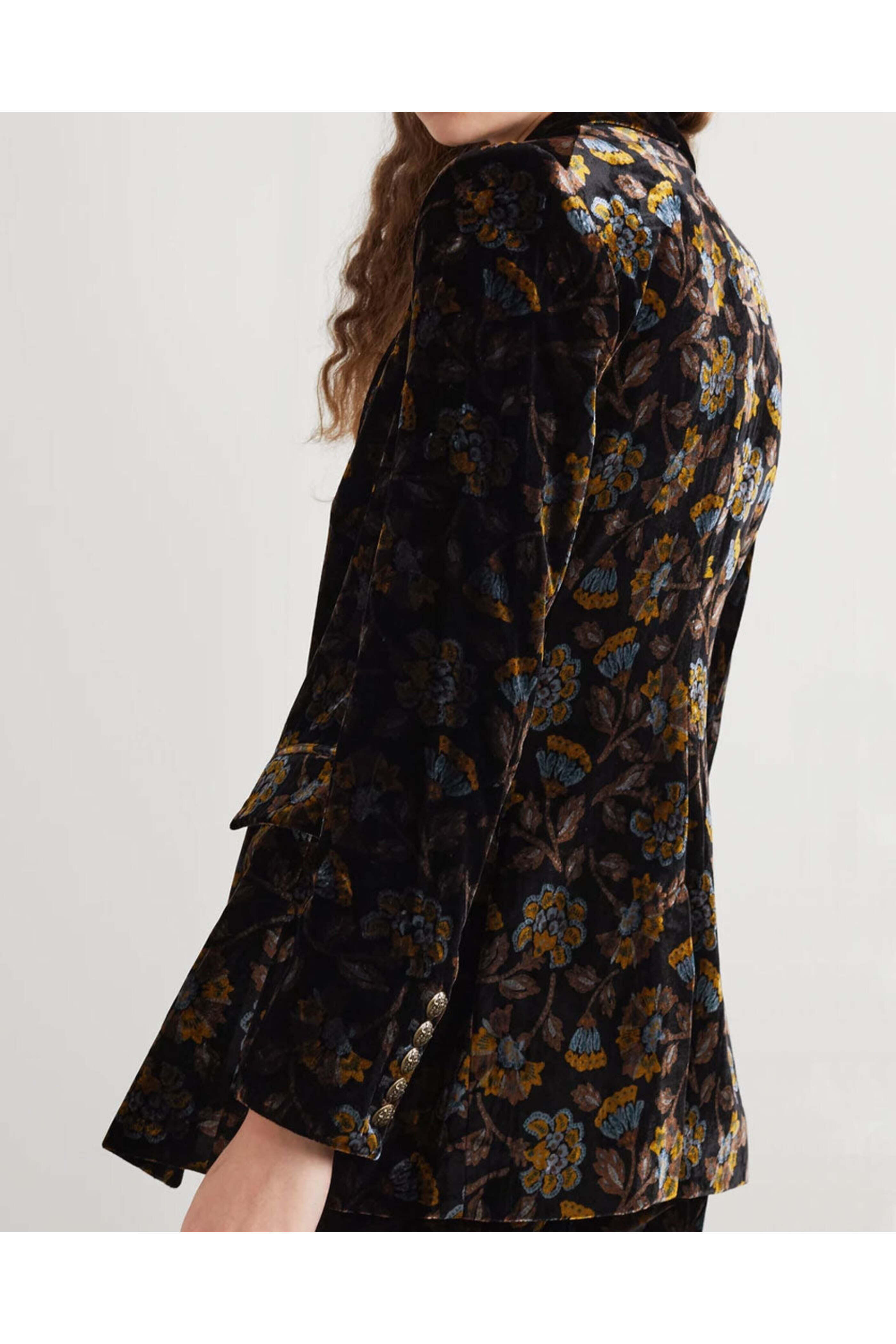 Veronica Beard - Black Velvet Jacquard Long and Lean Dickey Jacket