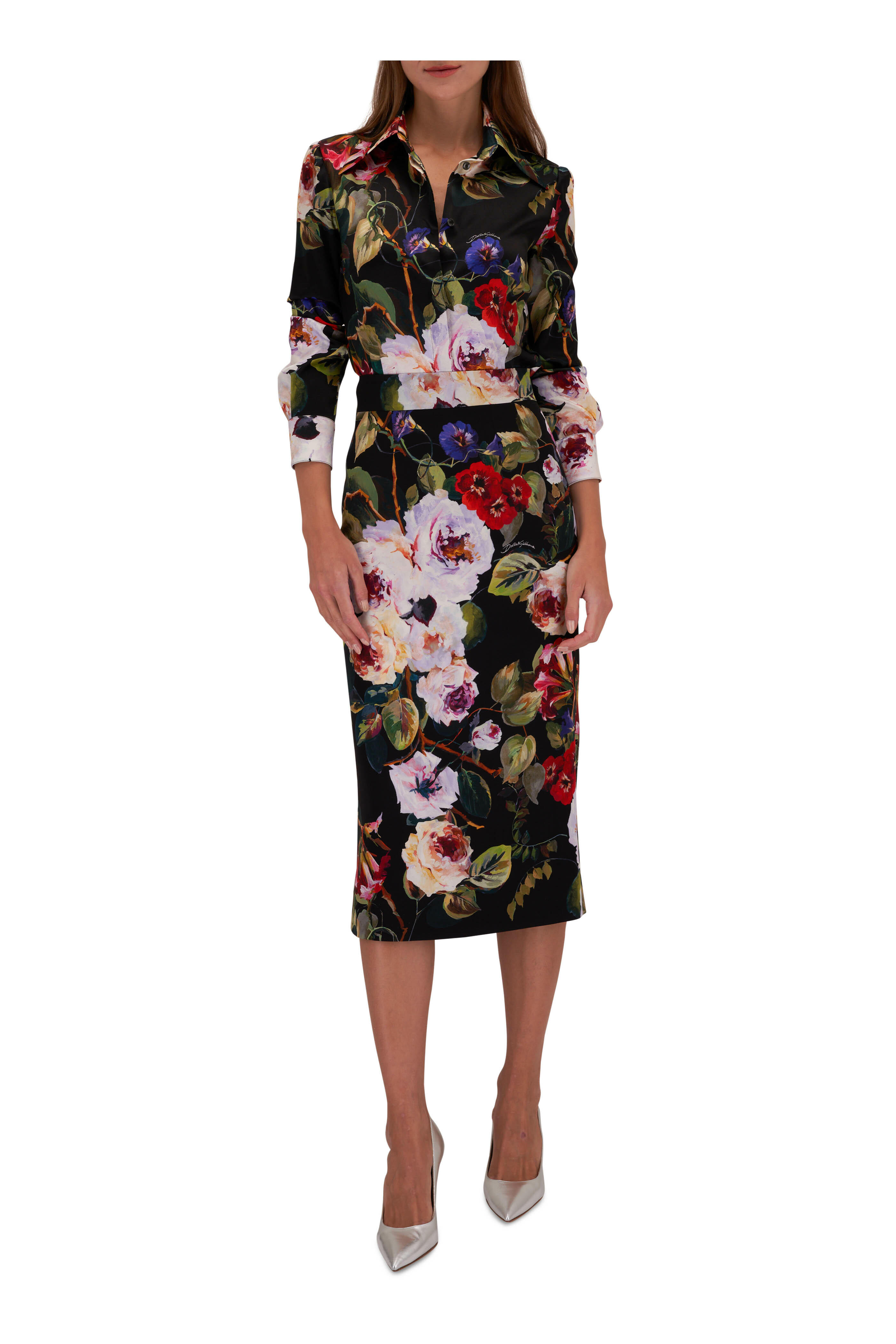 Dolce & Gabbana - Longuette Flower Printed Tubino Skirt