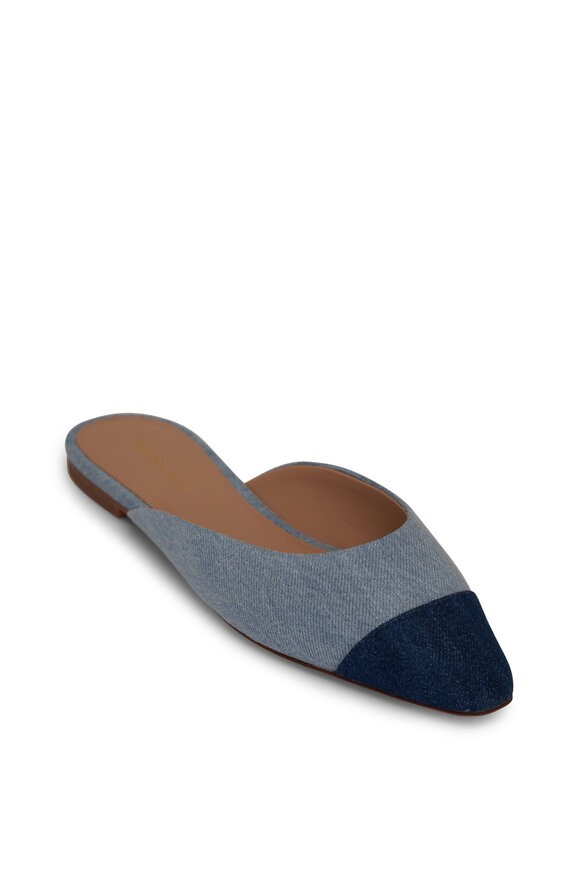 Veronica Beard - Carlotta Blue Multi Two-Tone Denim Flat Mule 