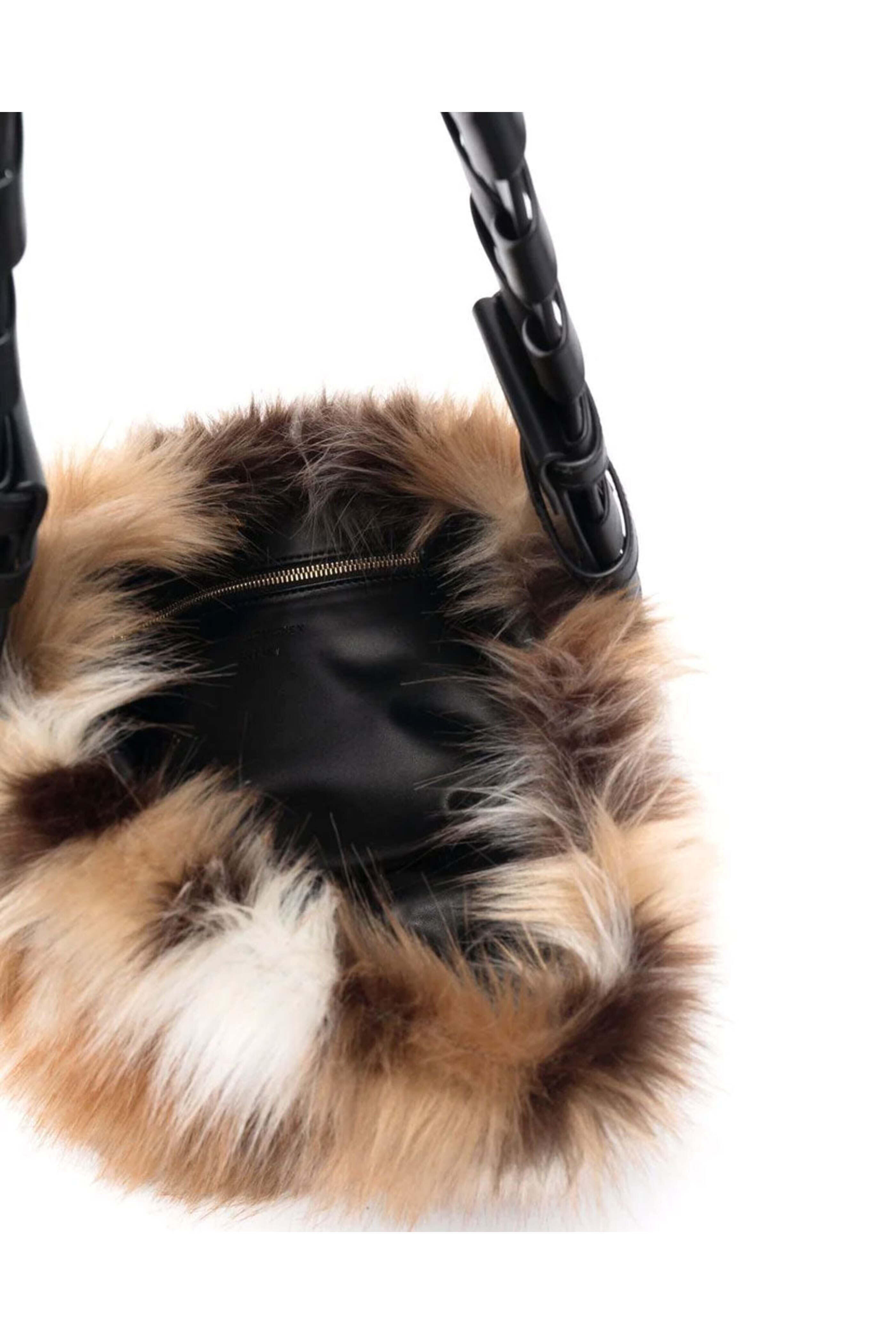 Stella McCartney - Small Faux Fur Multicolor Patchwork Hobo Bag