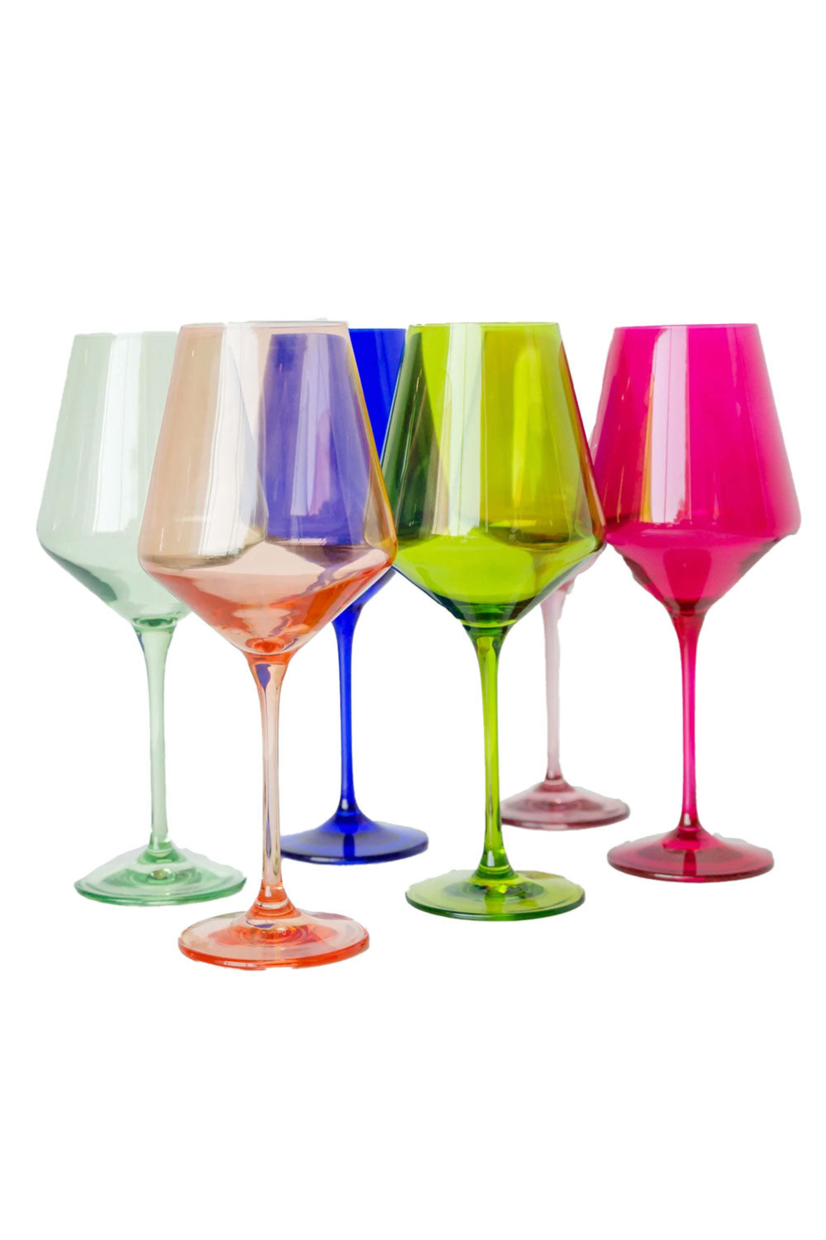Estelle Colored Glass - Multicolored Glass Stemware Set