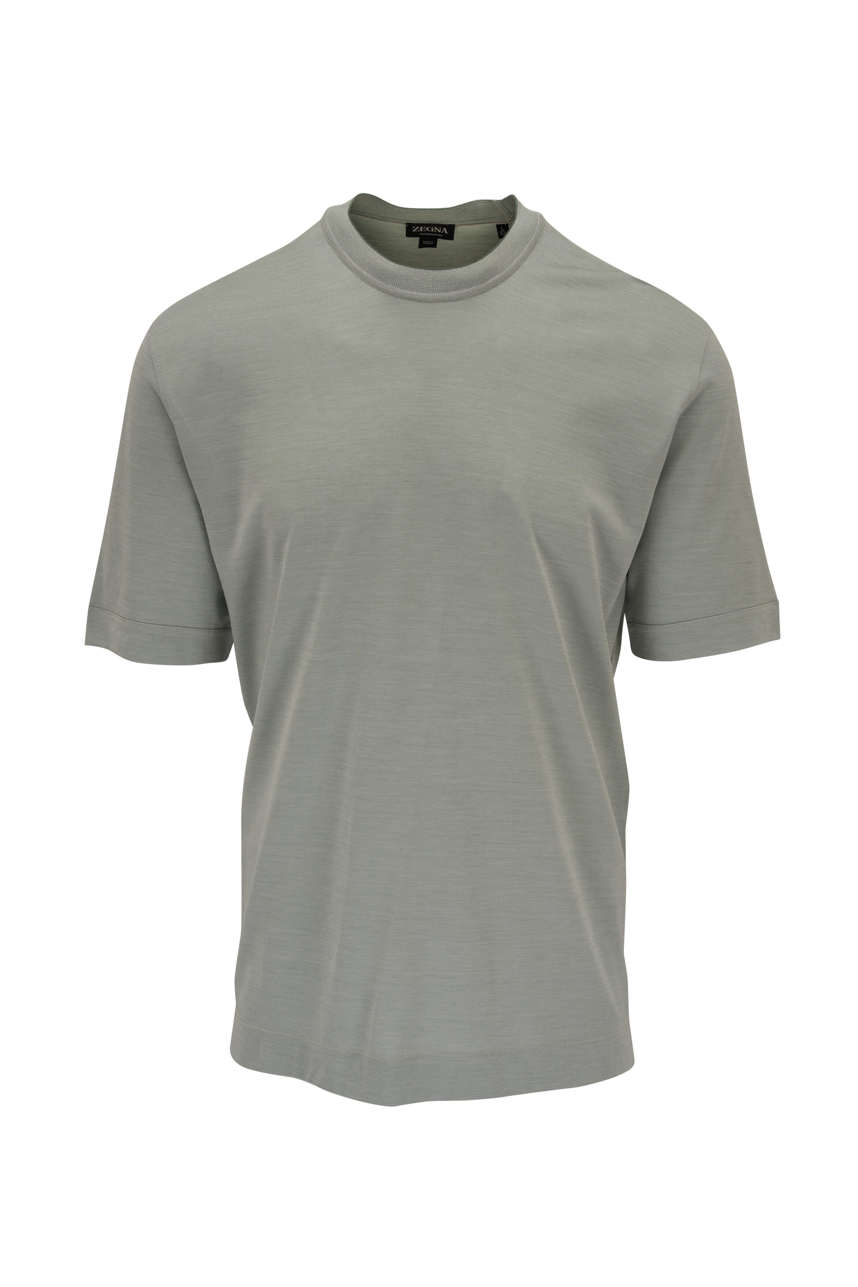 Zegna - Light Green Silk & Cotton T-Shirt | Mitchell Stores