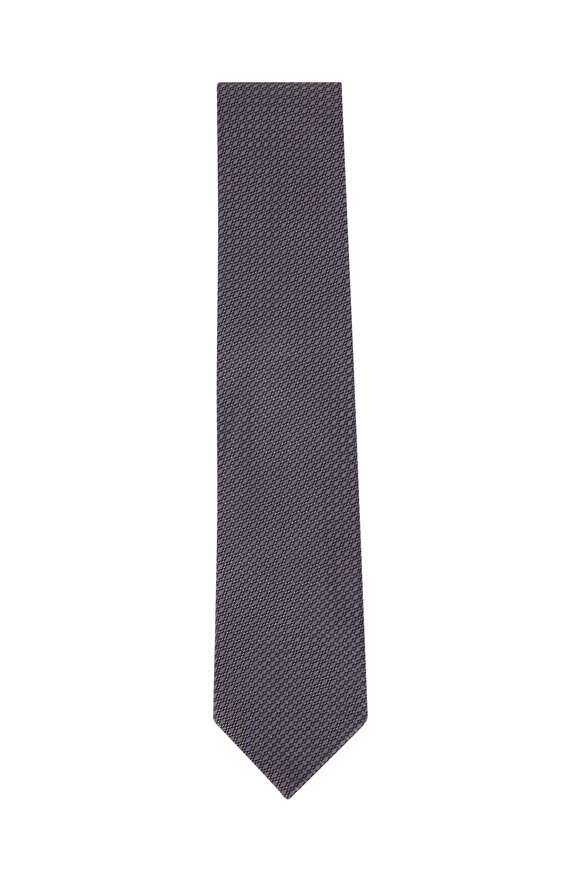 Brioni - Blue & Purple Textured Silk Necktie