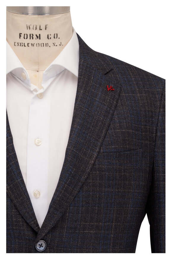 Isaia - Gray & Blue Plaid Wool Sportcoat