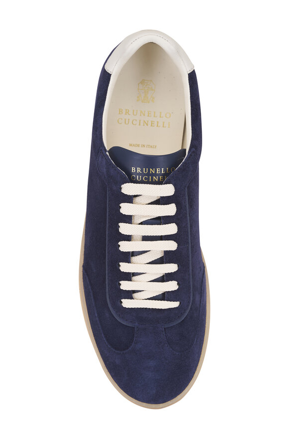 Brunello Cucinelli Navy Suede Sneaker - view 5