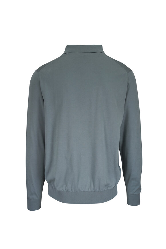 Loro Piana Light Gray Ice Wish Long Sleeve Polo - view 2