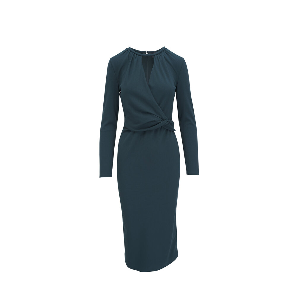 ジョルジオアルマーニ Giorgio Armani Silk Midi Dress Giorgio Armani - Blue Silk Wrap Midi Dress | Mitchell Stores
