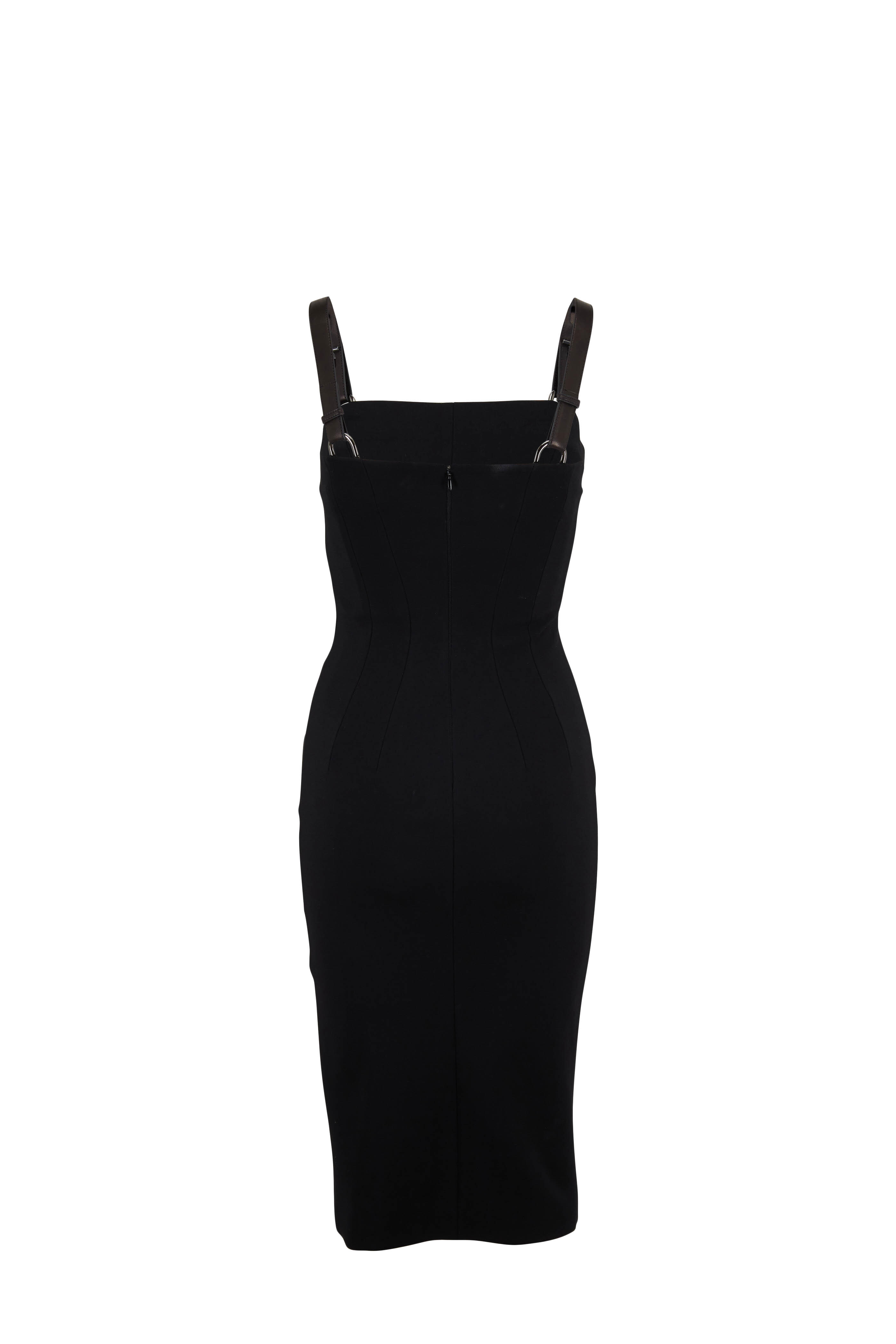 Tom Ford - Black Cady Leather T-Straps Dress | Mitchell Stores