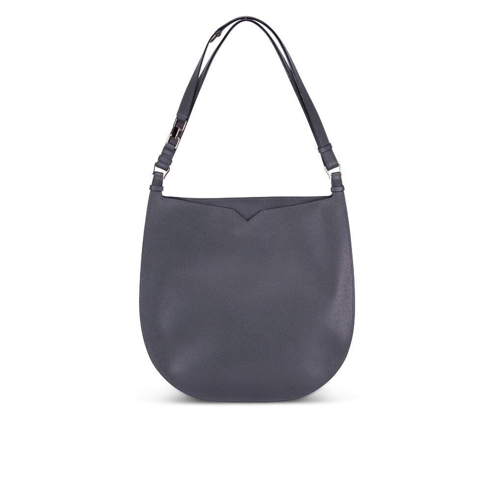 Valextra - Weekend Dark Gray Leather Convertible Hobo Bag