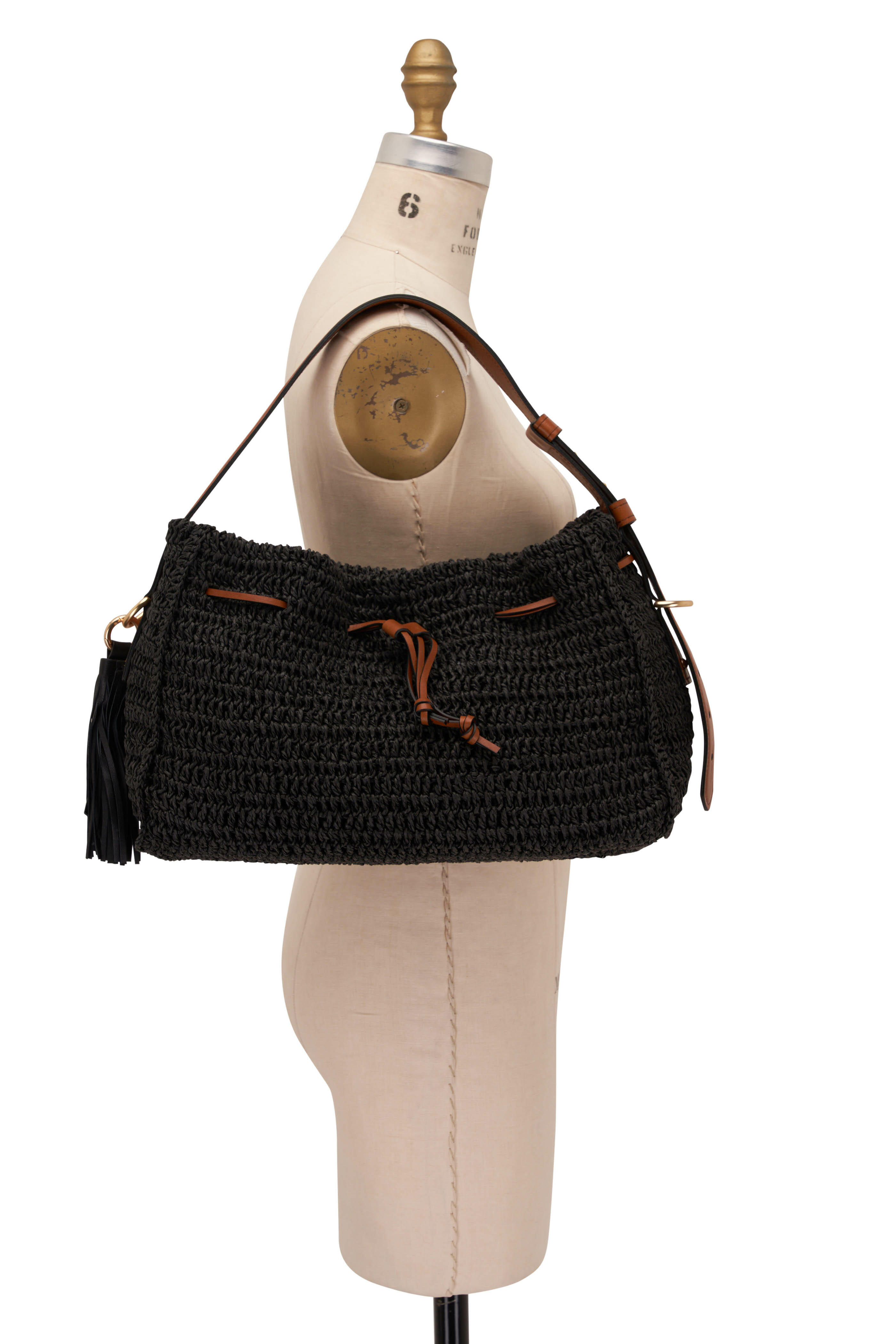 Dorothee Schumacher - Pure Black Chic Raffia Shoulder Bag
