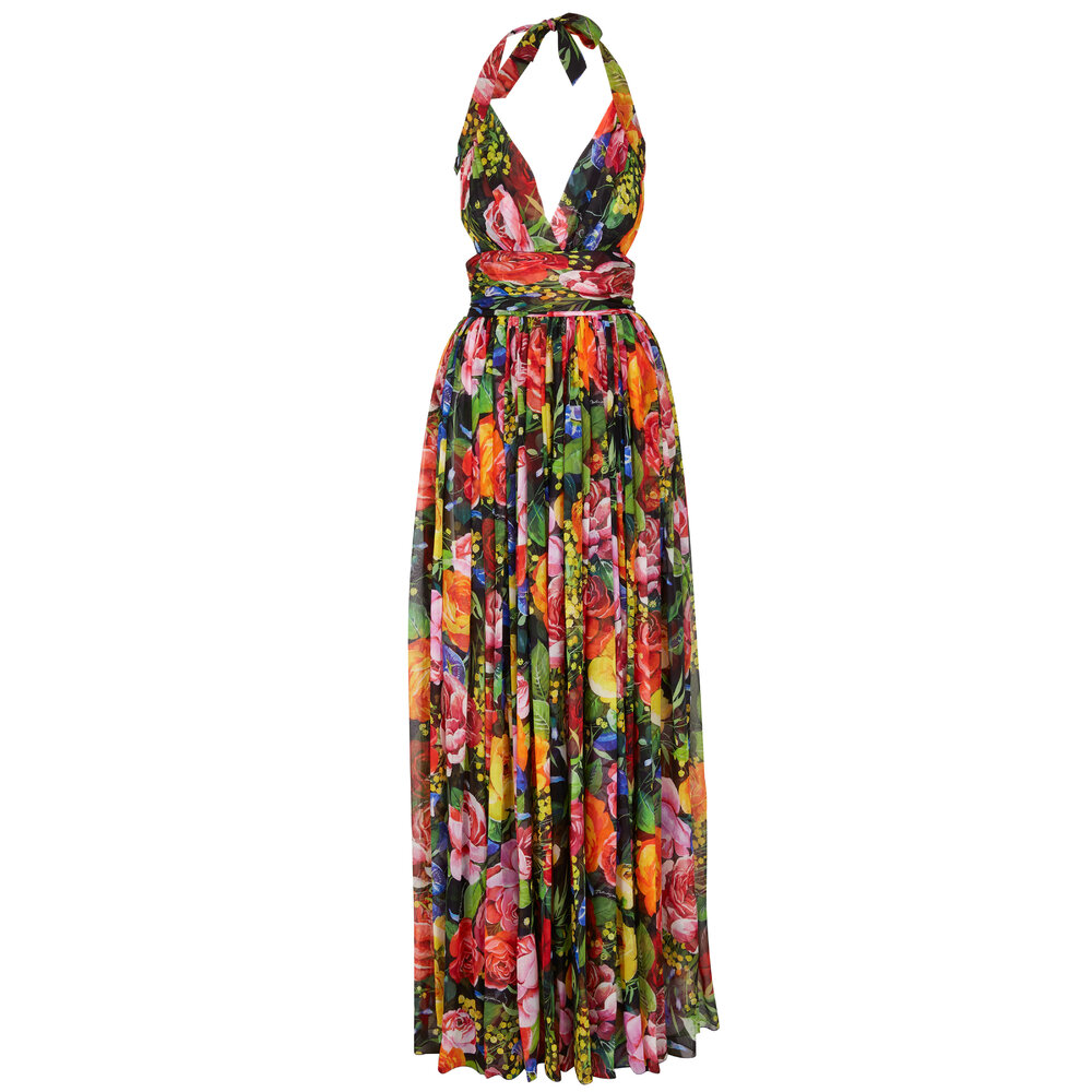 ワンピース Dolce & Gabbana SS25 LONG GOWN EMERALD (F6TJPTGDCTF V0402) Long chiffon and lace dress in Green for Women
