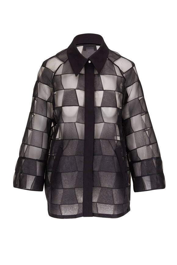 Akris - Gina Techno Organza Trapezoid Print Sheer Jacket