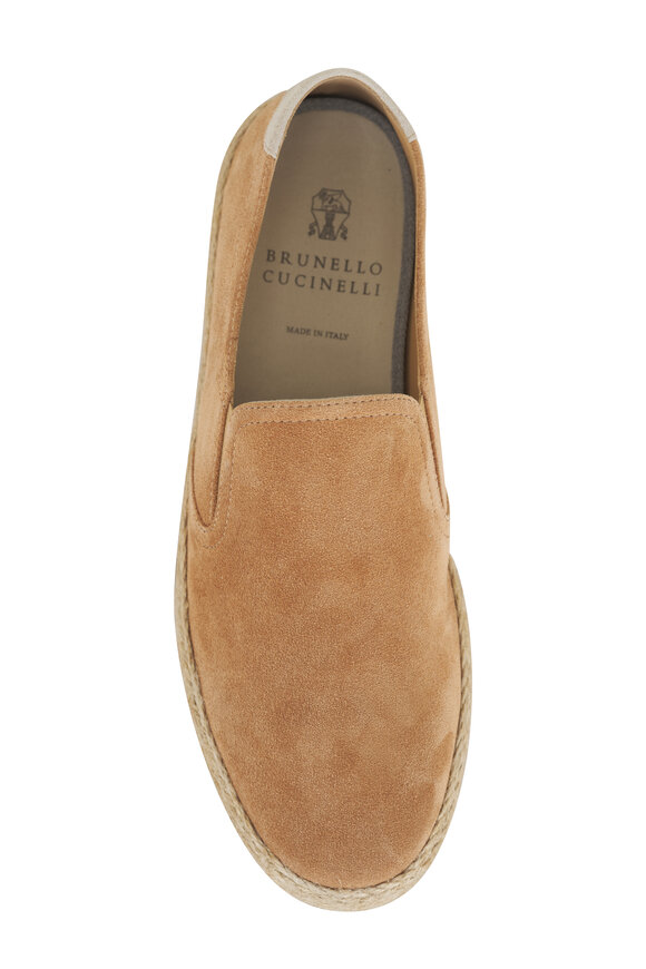 Brunello Cucinelli Tan Suede Espadrille Loafer - view 4