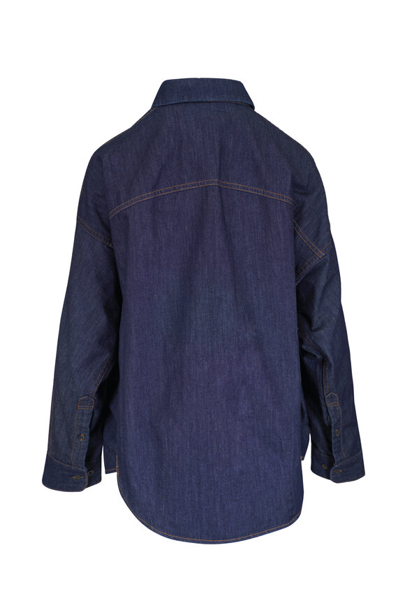 Dries Van Noten Casio Indigo Button-Up Denim Blouse - view 3