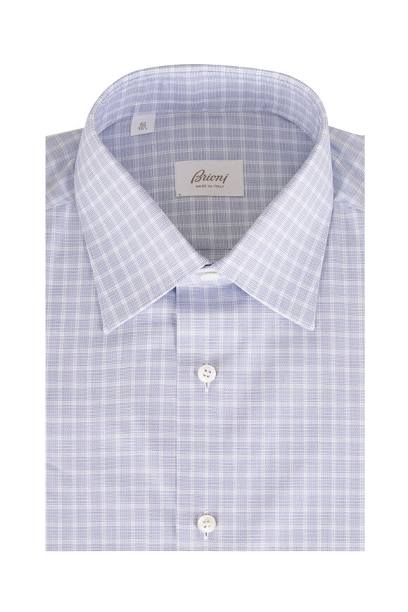Brioni Gray Plaid Cotton Dress Shirt - view 1