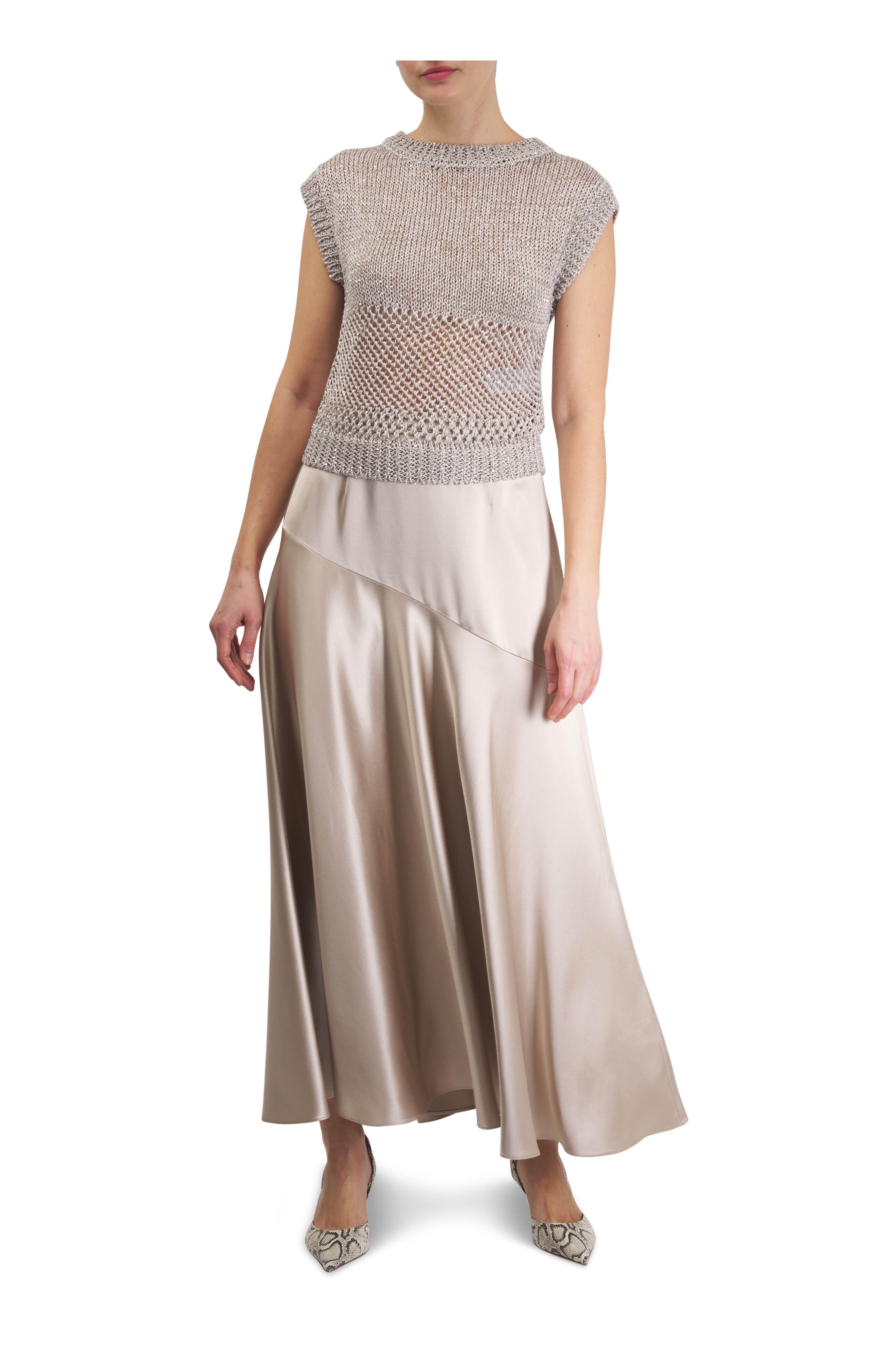 Adam Lippes - Tess Platinum Silk Skirt