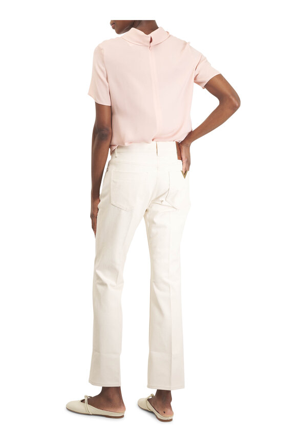 Valentino Georgette Solid Rose Silk Top - view 4