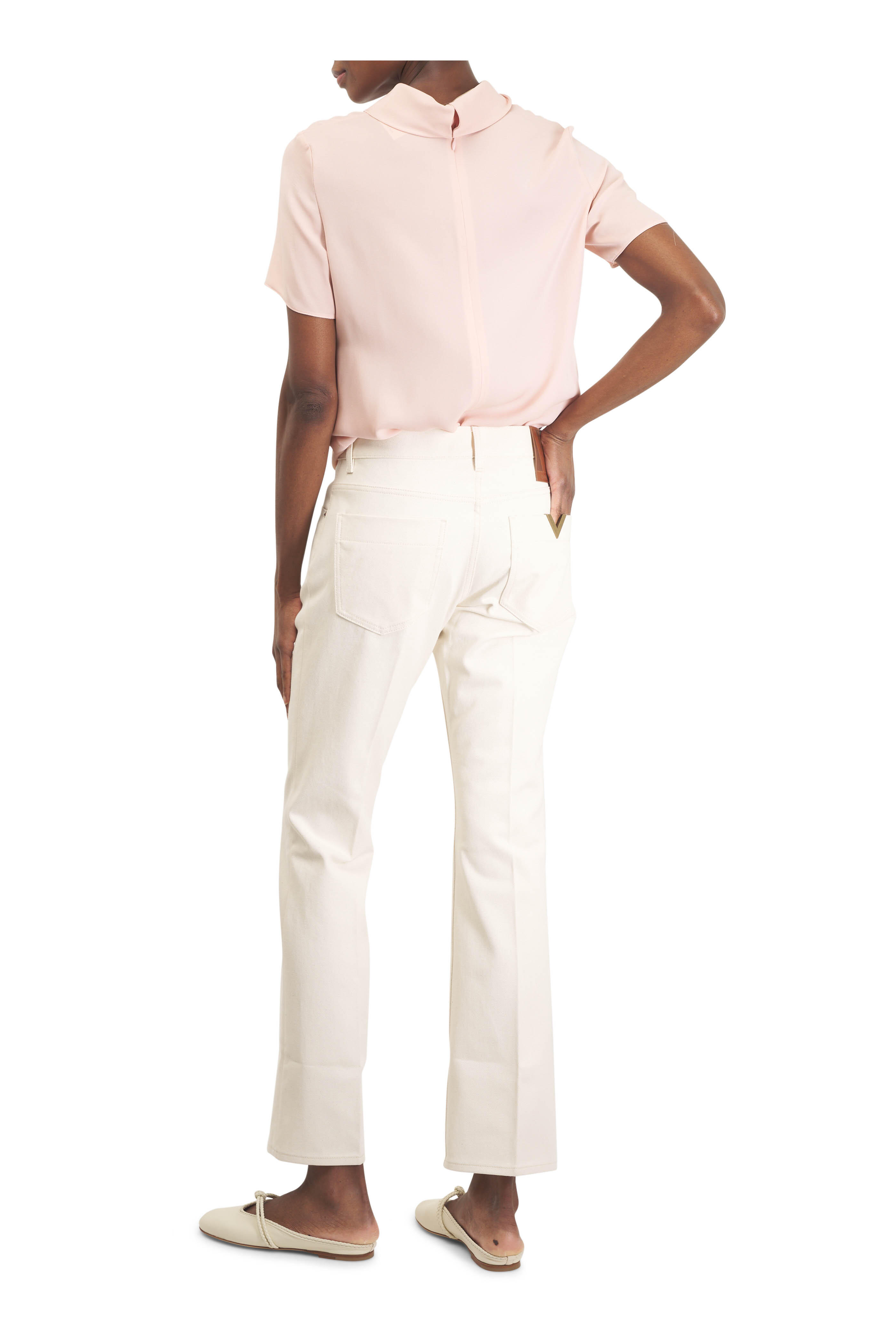 Valentino - Georgette Solid Rose Silk Top