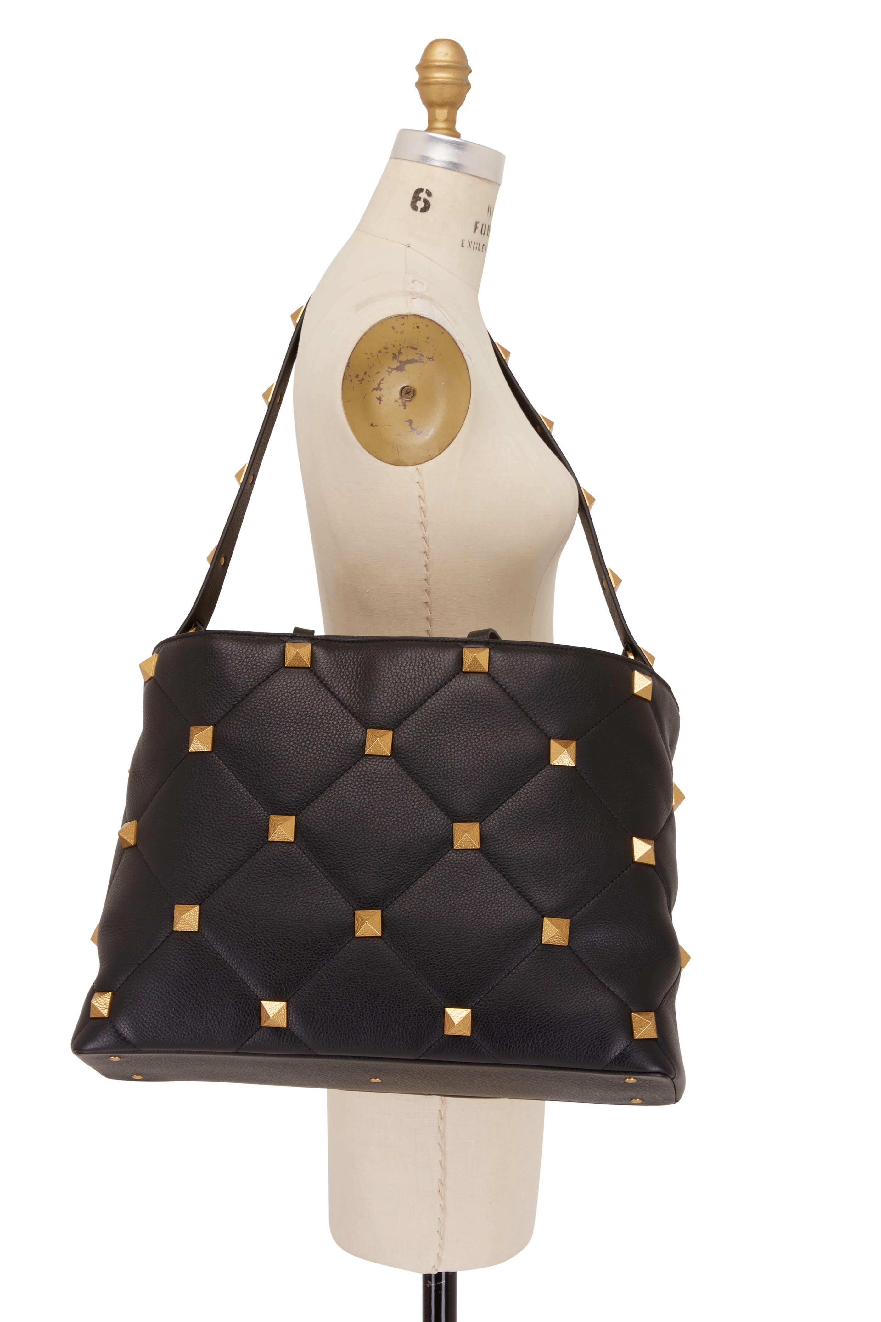 Valentino Garavani - Black Leather Roman Stud Tote