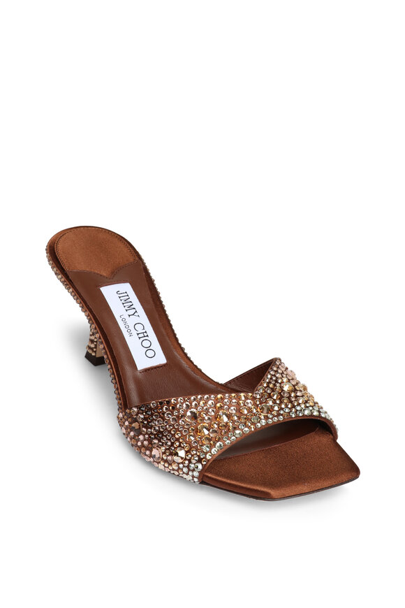 Jimmy Choo Skye Bronze & Honey Crystal Slide, 70mm