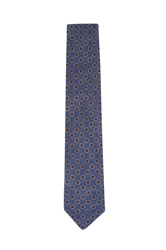Paolo Albizzati Light Blue Geometric Print Wool Necktie