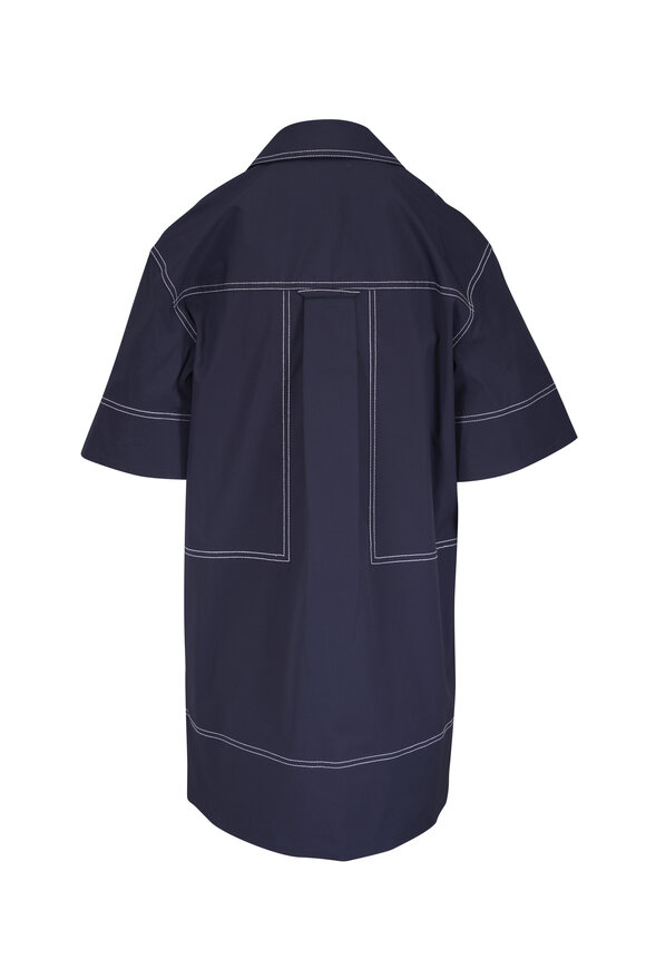 Veronica Beard Phelix Navy Stretch Cotton Mini Dress - view 6