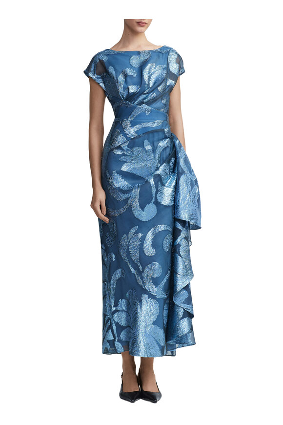 Lela Rose - Florence Oxford Blue Midi Dress 