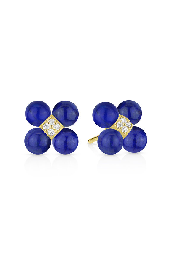 Paul Morelli 18k Yellow Gold Lapis & Diamond Stud - view 1