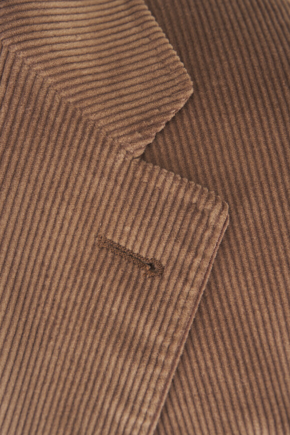 Canali Tan Luxury Solid Corduroy Sportcoat - view 3