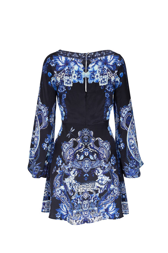 Sara Roka - Elenat Blue Sprig Floral Cotton Midi Dress