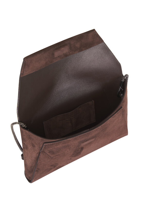 Brunello Cucinelli Duo Pouchette Espresso Suede Chain Crossbody - view 5