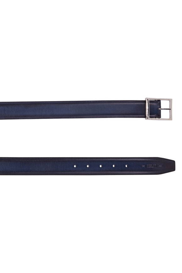 Berluti - Classic Scritto Blue Bis Leather Belt