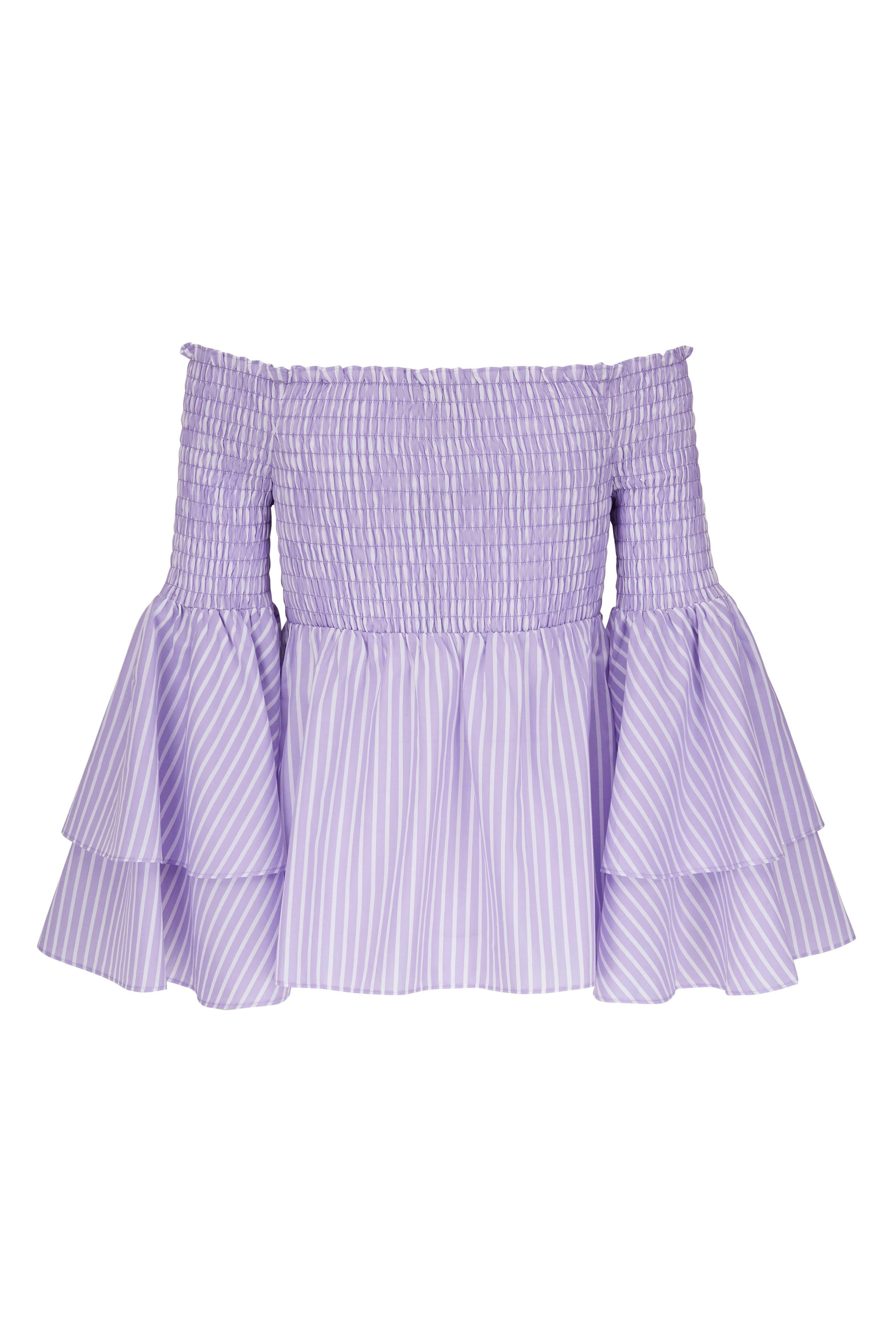 L'Agence - Denver Purple & White Stripe Off-The-Shoulder Top