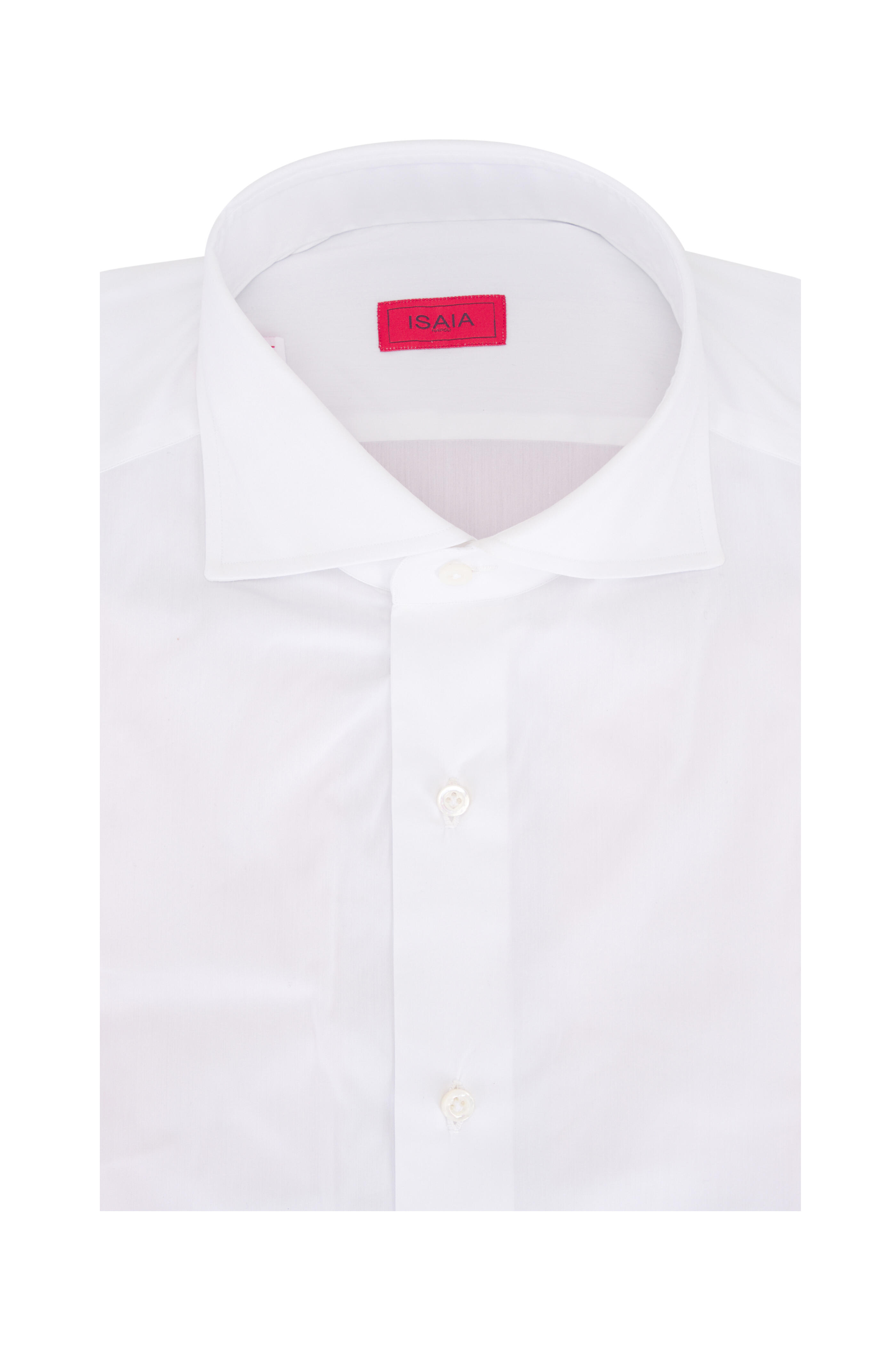 Isaia - Solid White Cotton Dress Shirt