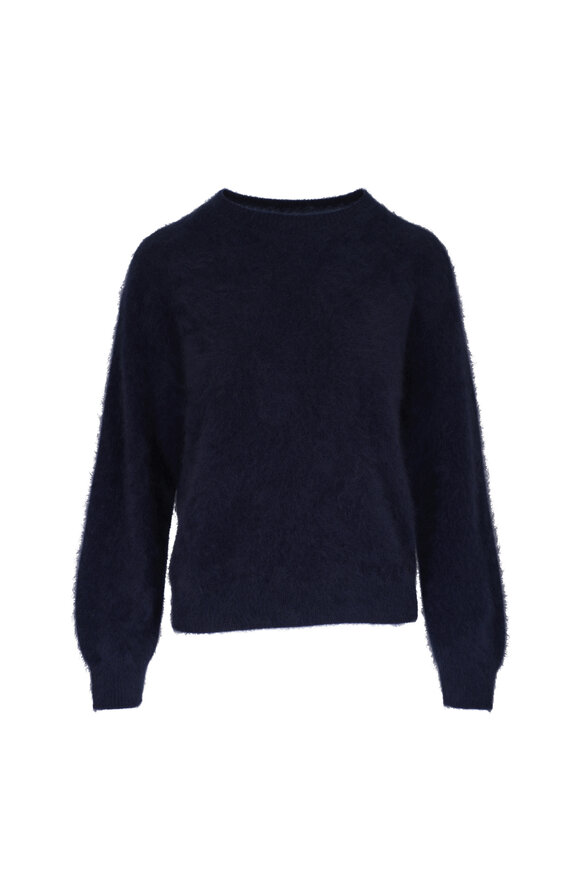 Akris Navy Fuzzy Cashmere Sweater