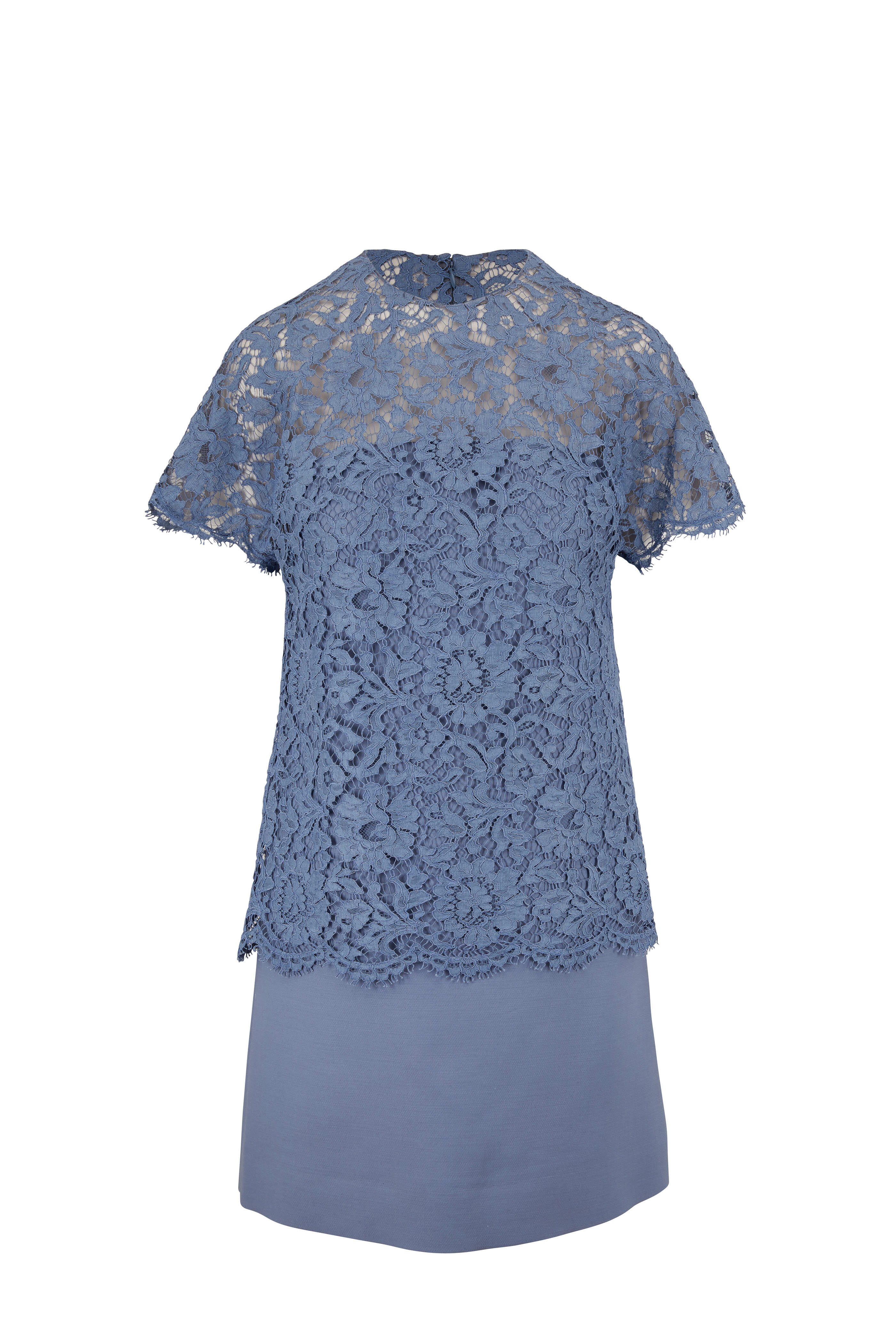 Valentino - Cloud Crêpe Couture Lace Short Sleeve Dress